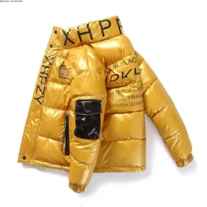 2023 Winter Men'S Jacket Casual Warm Thick Coat Fashionable Hooded Parkas Men'S Clothing Loose Windproof Shiny Jacket 4XL
