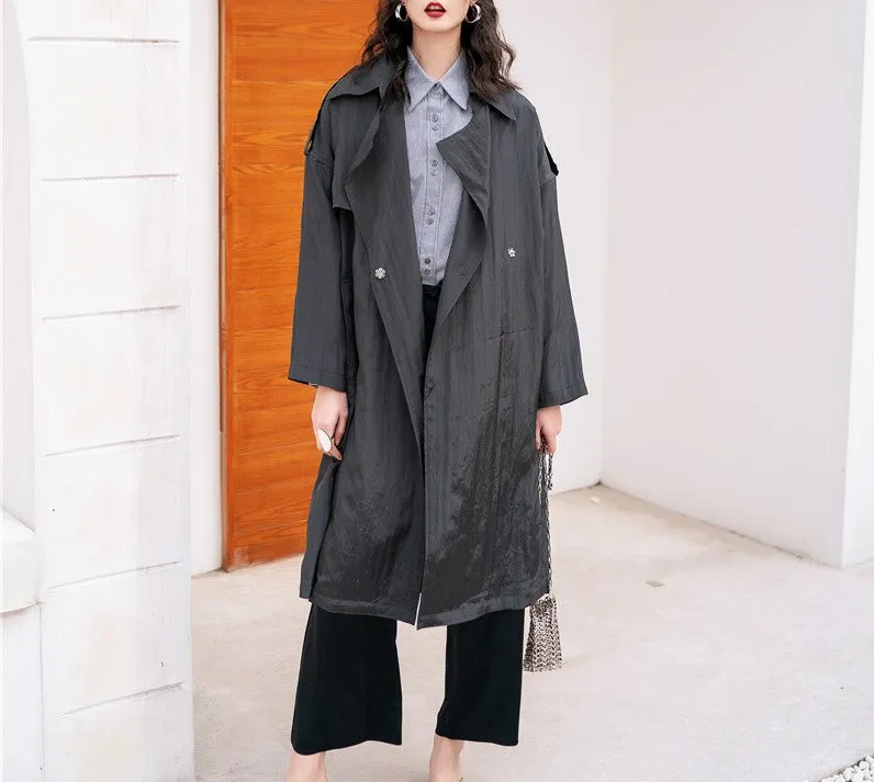 8GIRLS DESIGN BELTED LONGLINE TRENCH COAT