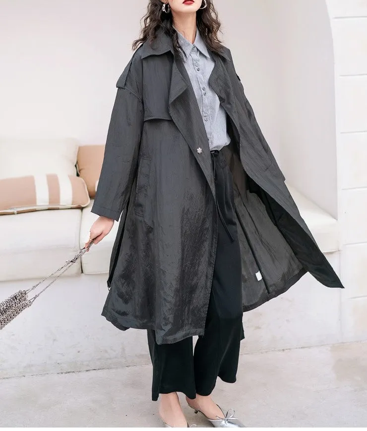 8GIRLS DESIGN BELTED LONGLINE TRENCH COAT
