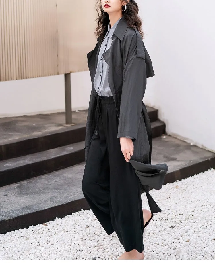 8GIRLS DESIGN BELTED LONGLINE TRENCH COAT