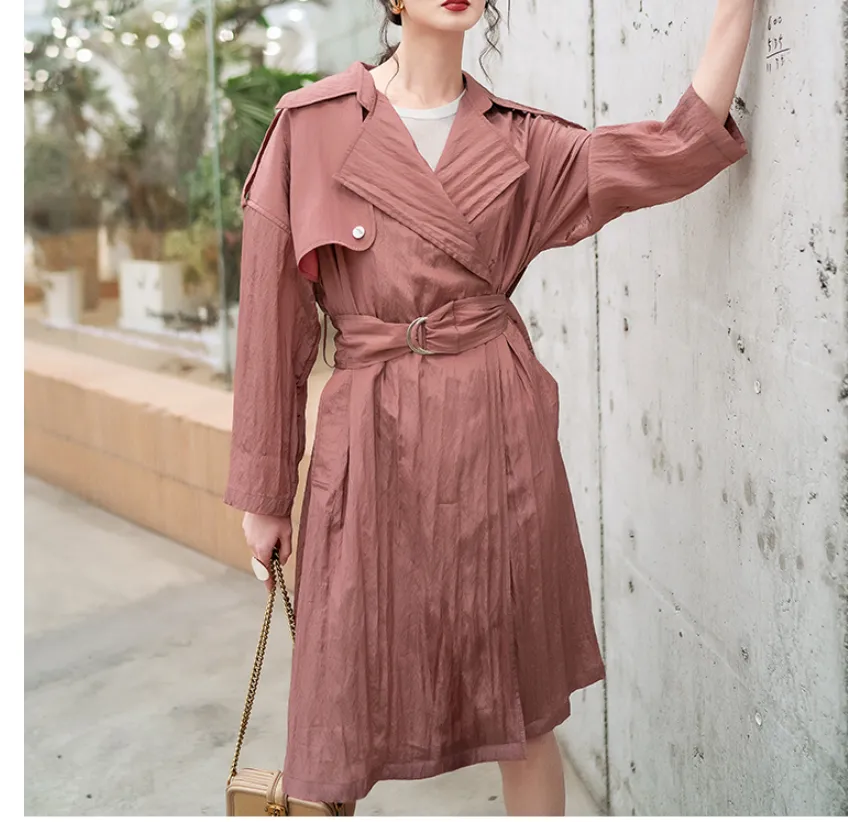 8GIRLS DESIGN BELTED LONGLINE TRENCH COAT