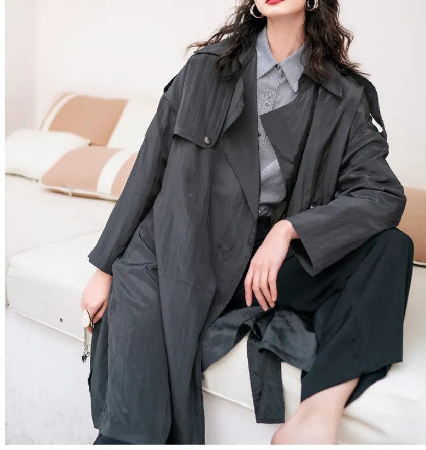 8GIRLS DESIGN BELTED LONGLINE TRENCH COAT