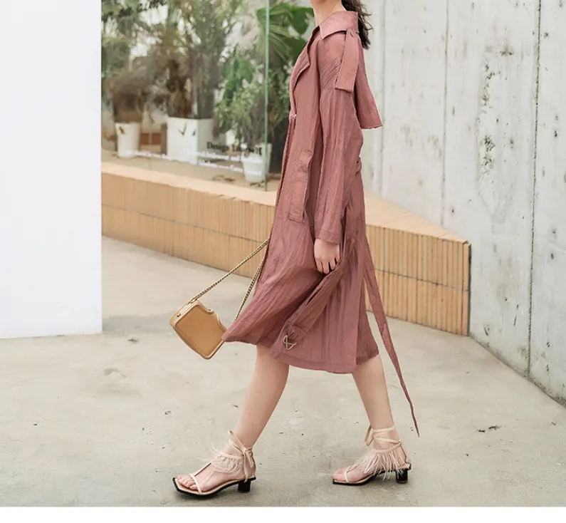 8GIRLS DESIGN BELTED LONGLINE TRENCH COAT