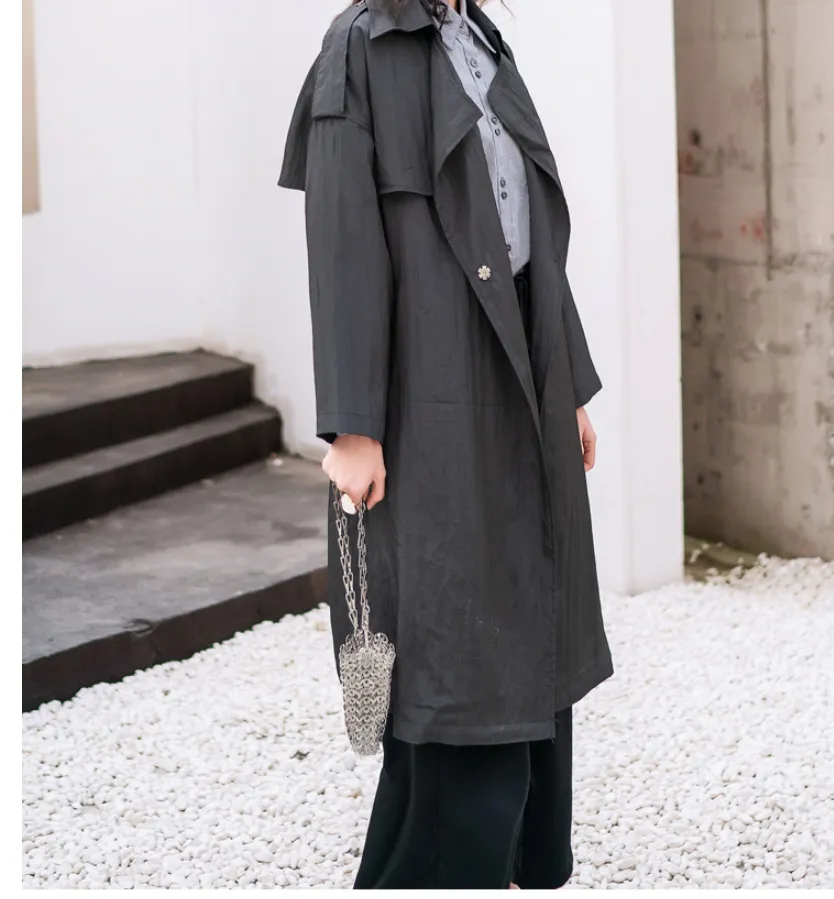 8GIRLS DESIGN BELTED LONGLINE TRENCH COAT