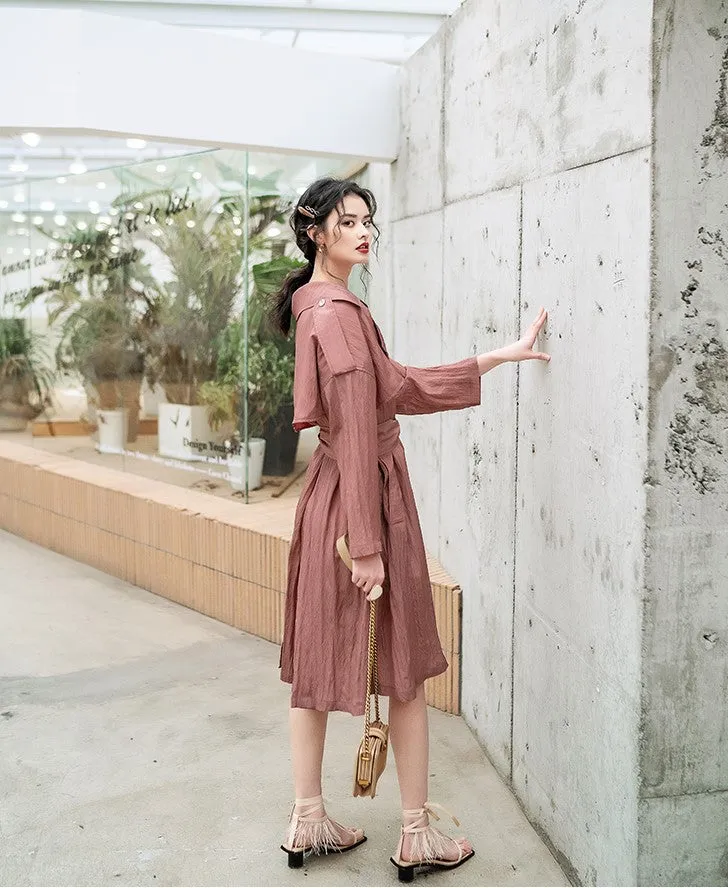 8GIRLS DESIGN BELTED LONGLINE TRENCH COAT