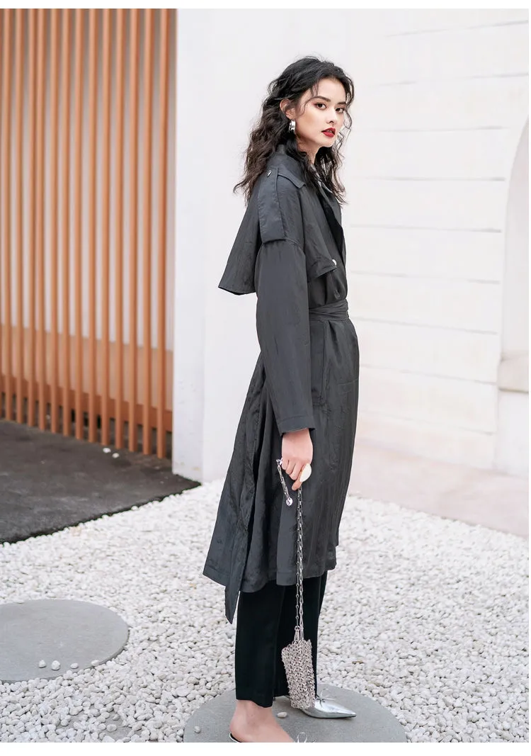 8GIRLS DESIGN BELTED LONGLINE TRENCH COAT