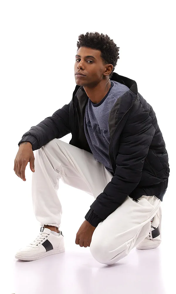 95822 Navy Blue Puffer Jacket With Side Pockets