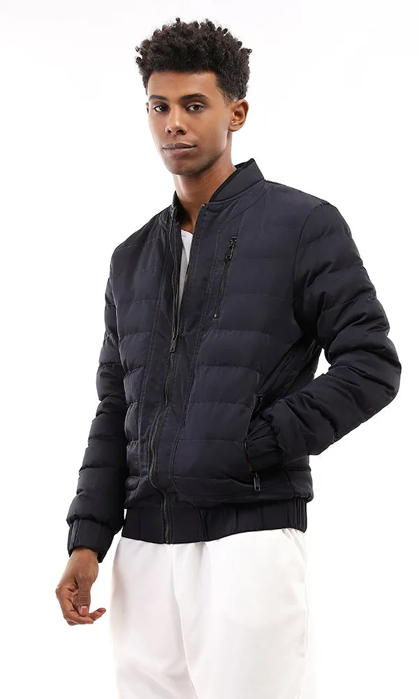 95822 Navy Blue Puffer Jacket With Side Pockets