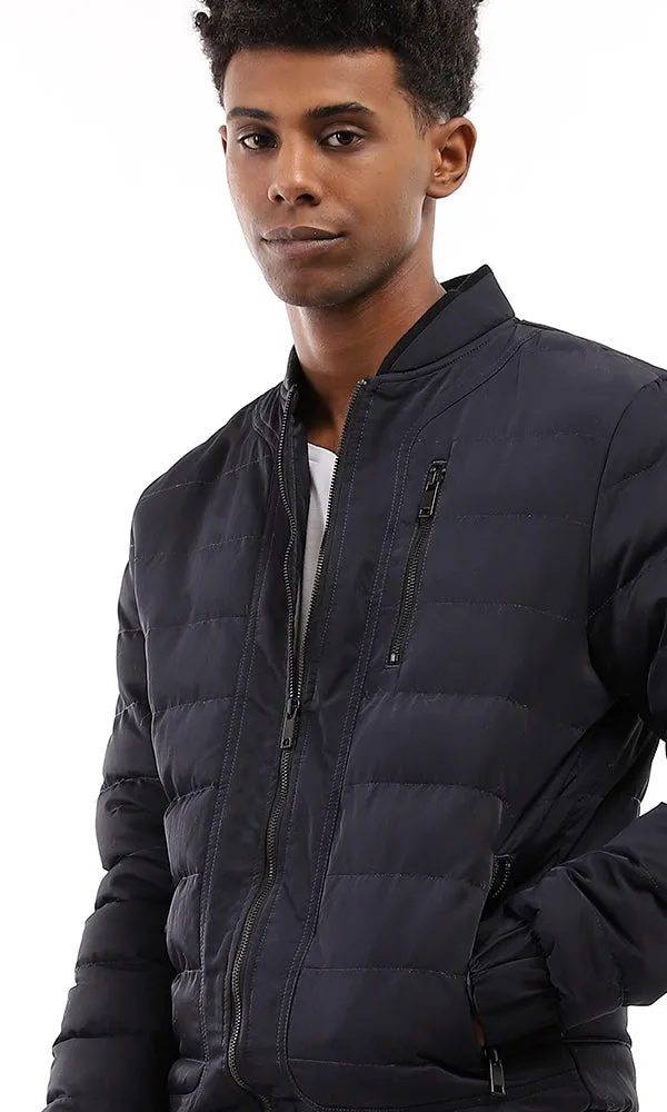 95822 Navy Blue Puffer Jacket With Side Pockets