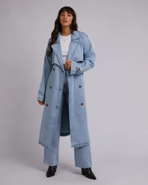 All About Eve Rio Denim Trench Coat - Light Blue