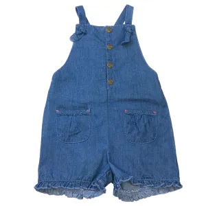 Baby Girl's denim chambray overall shorts