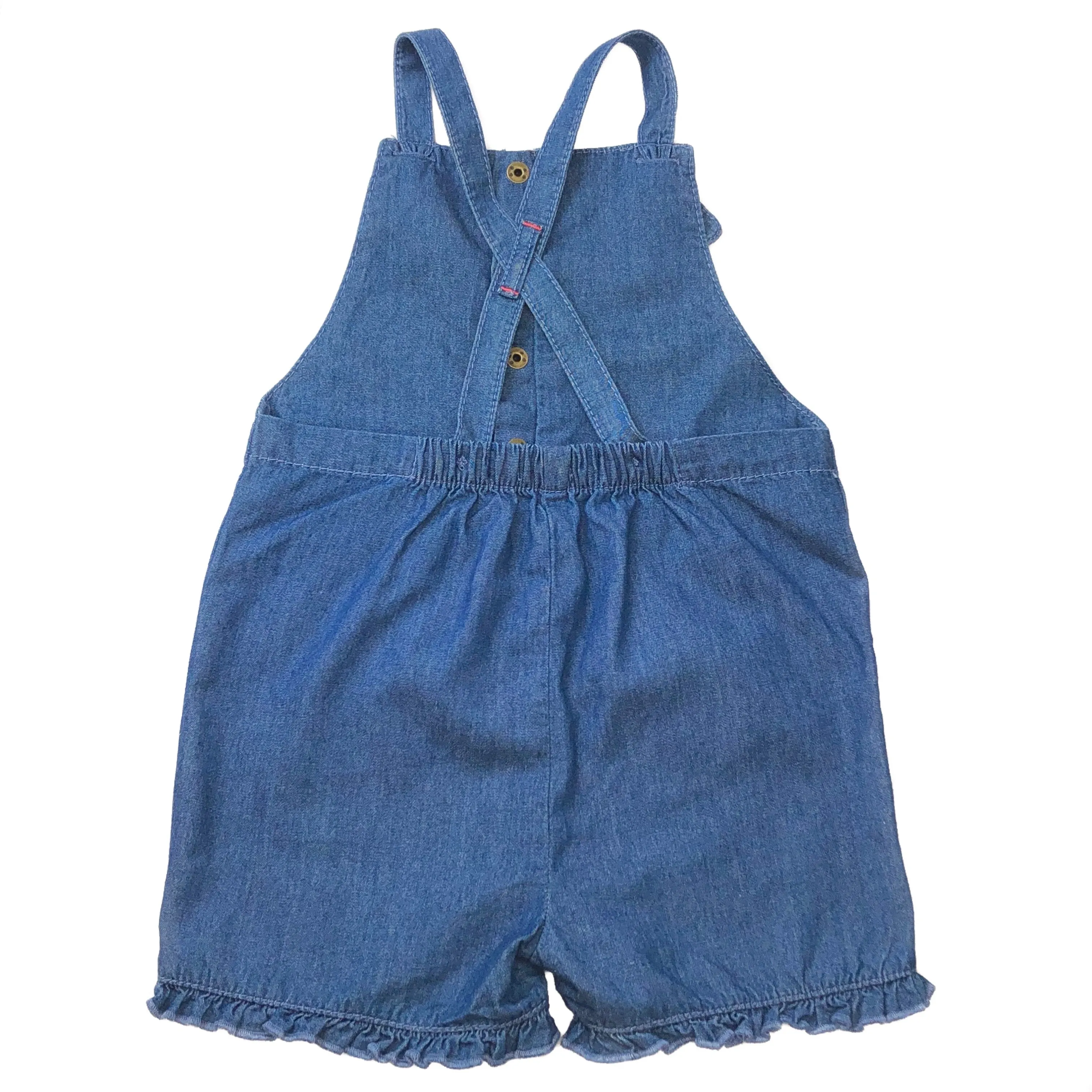 Baby Girl's denim chambray overall shorts