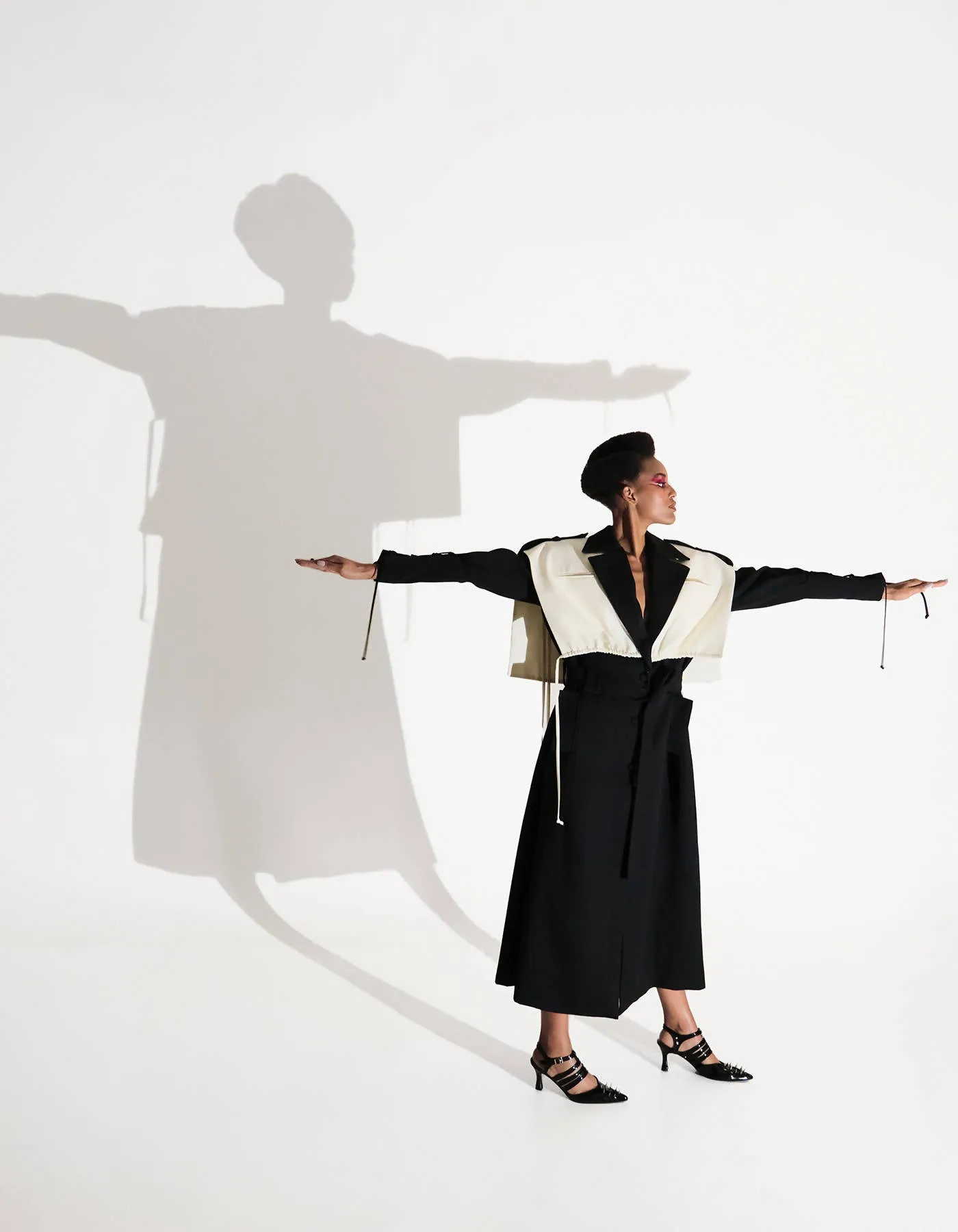 B&W Layered Trench Coat