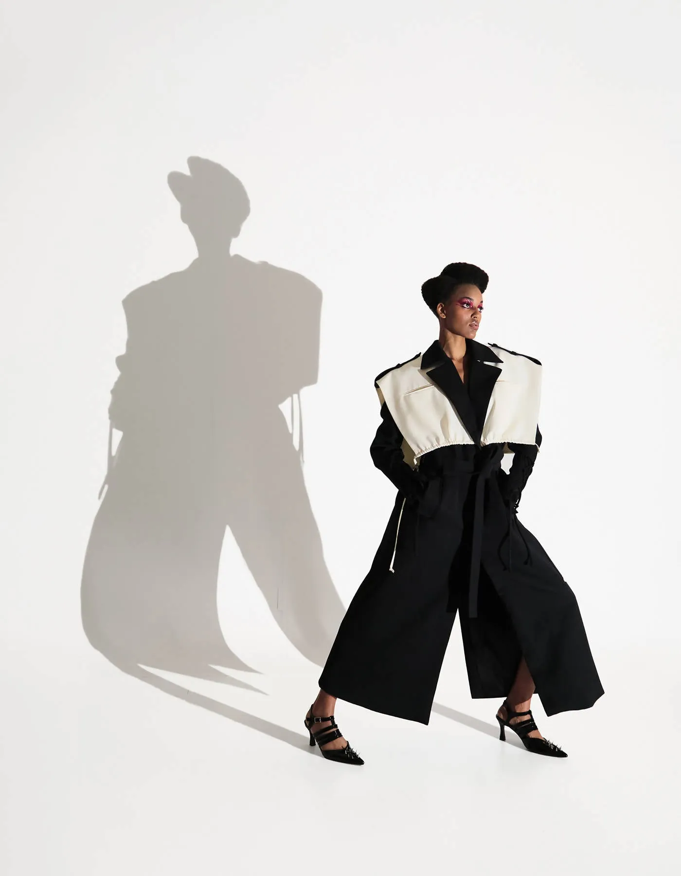 B&W Layered Trench Coat