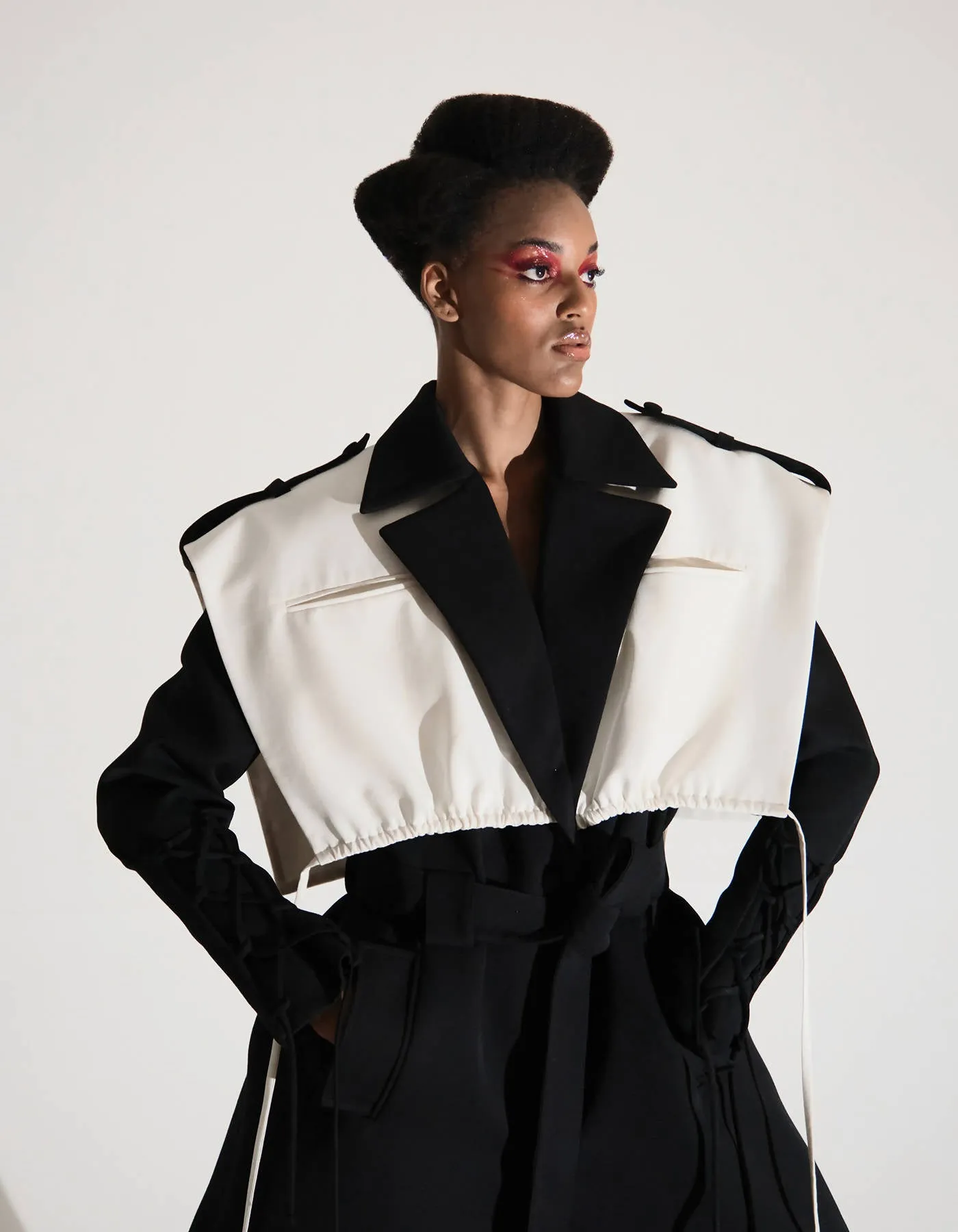 B&W Layered Trench Coat
