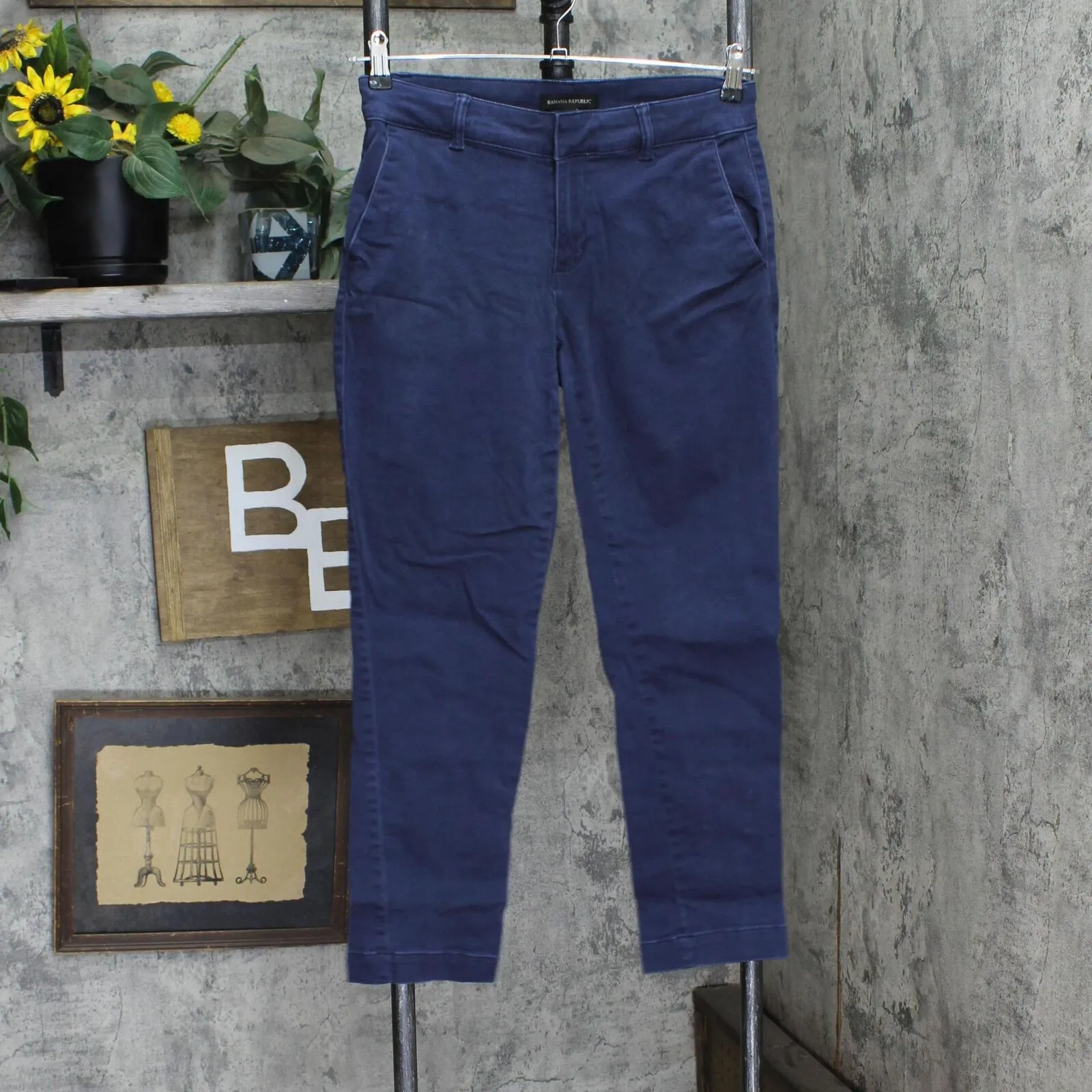 Banana Republic Womens Cropped Chino Pants 1760086 Navy Blue 4