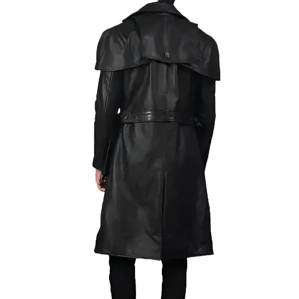 Black Leather Trench Coat - Classic & Timeless Style