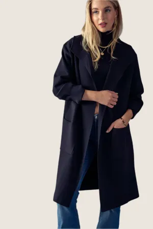 Black Longline Open Coat