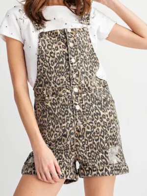 Brown Leopard Short Overall