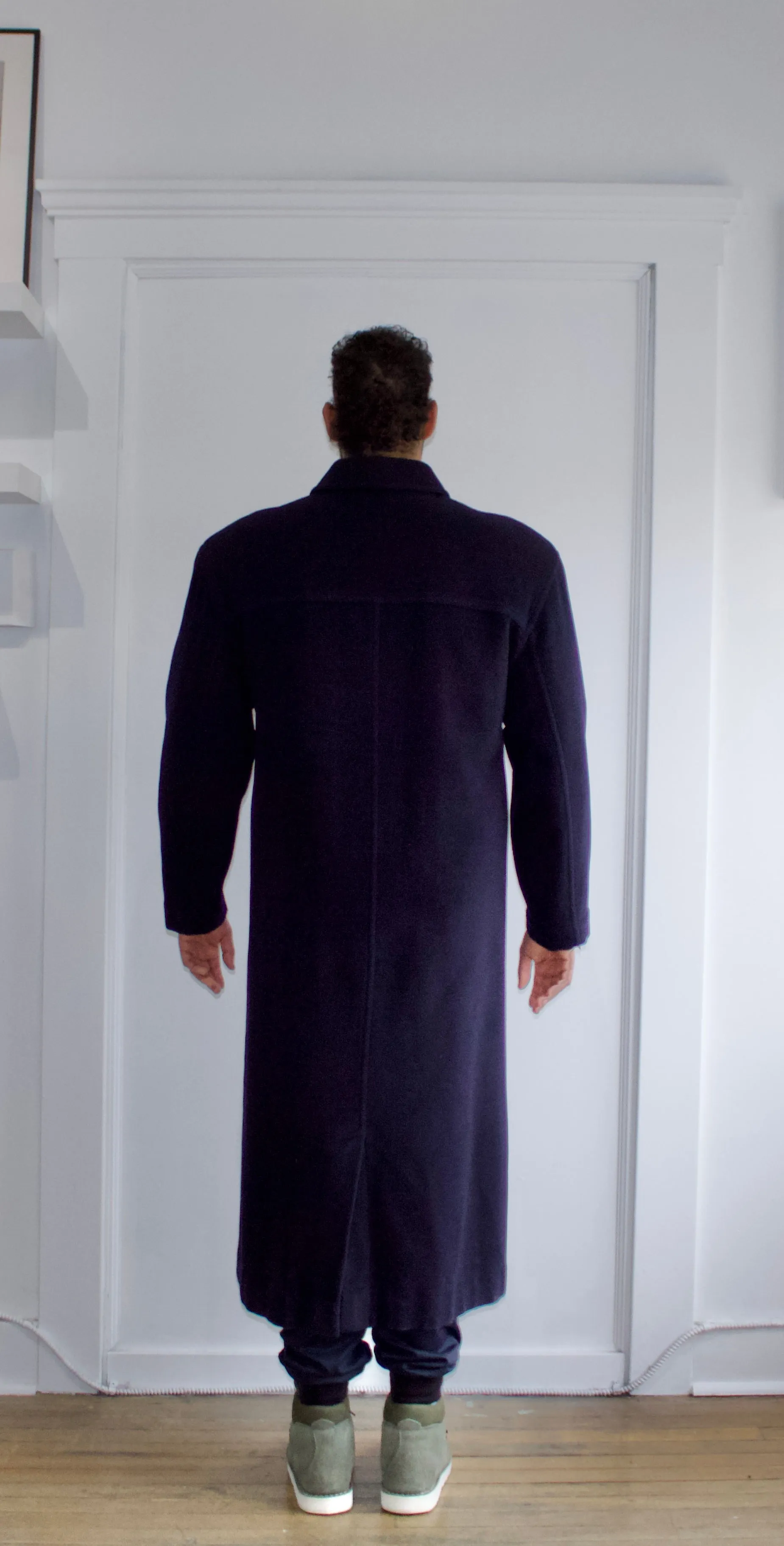ByBlos Navy Blue Fleece-Like Wool Blend Trench Coat