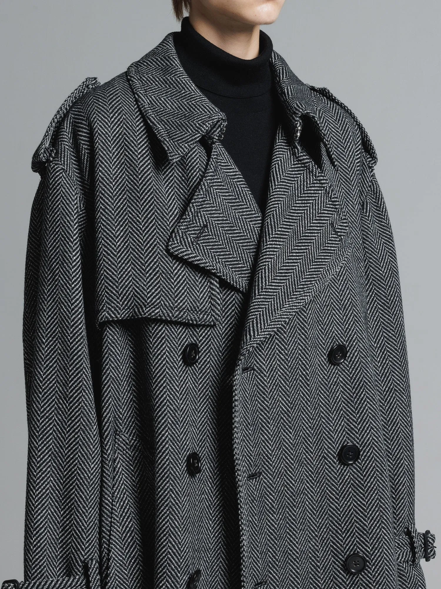 CERRUTI TWEED OVERSIZED MAXI TRENCH COAT [2024A/W]