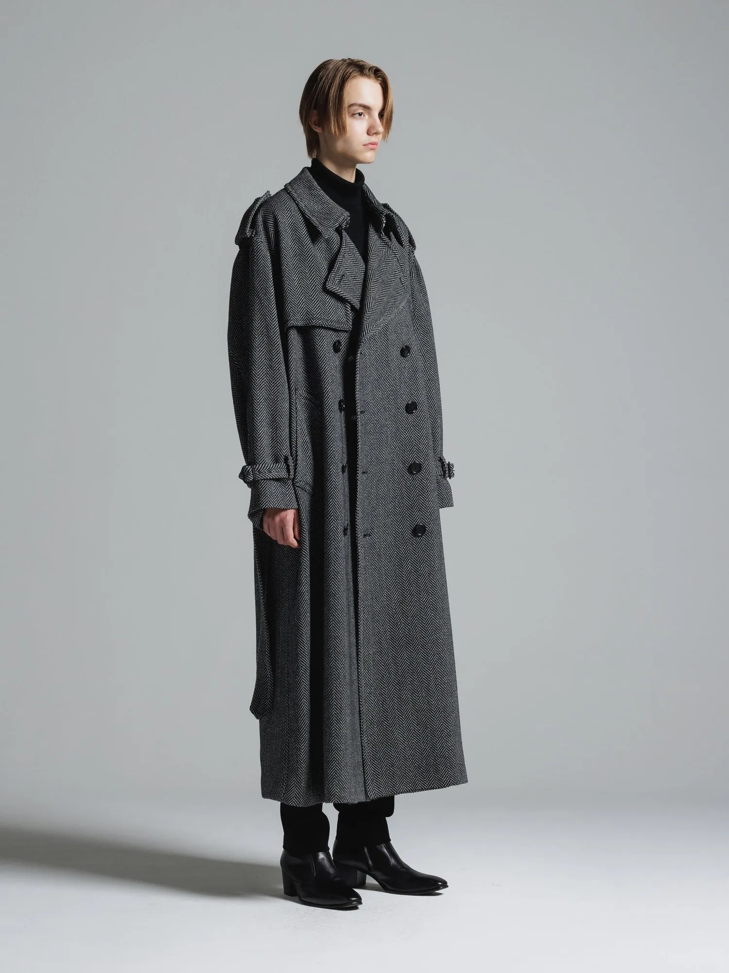 CERRUTI TWEED OVERSIZED MAXI TRENCH COAT [2024A/W]