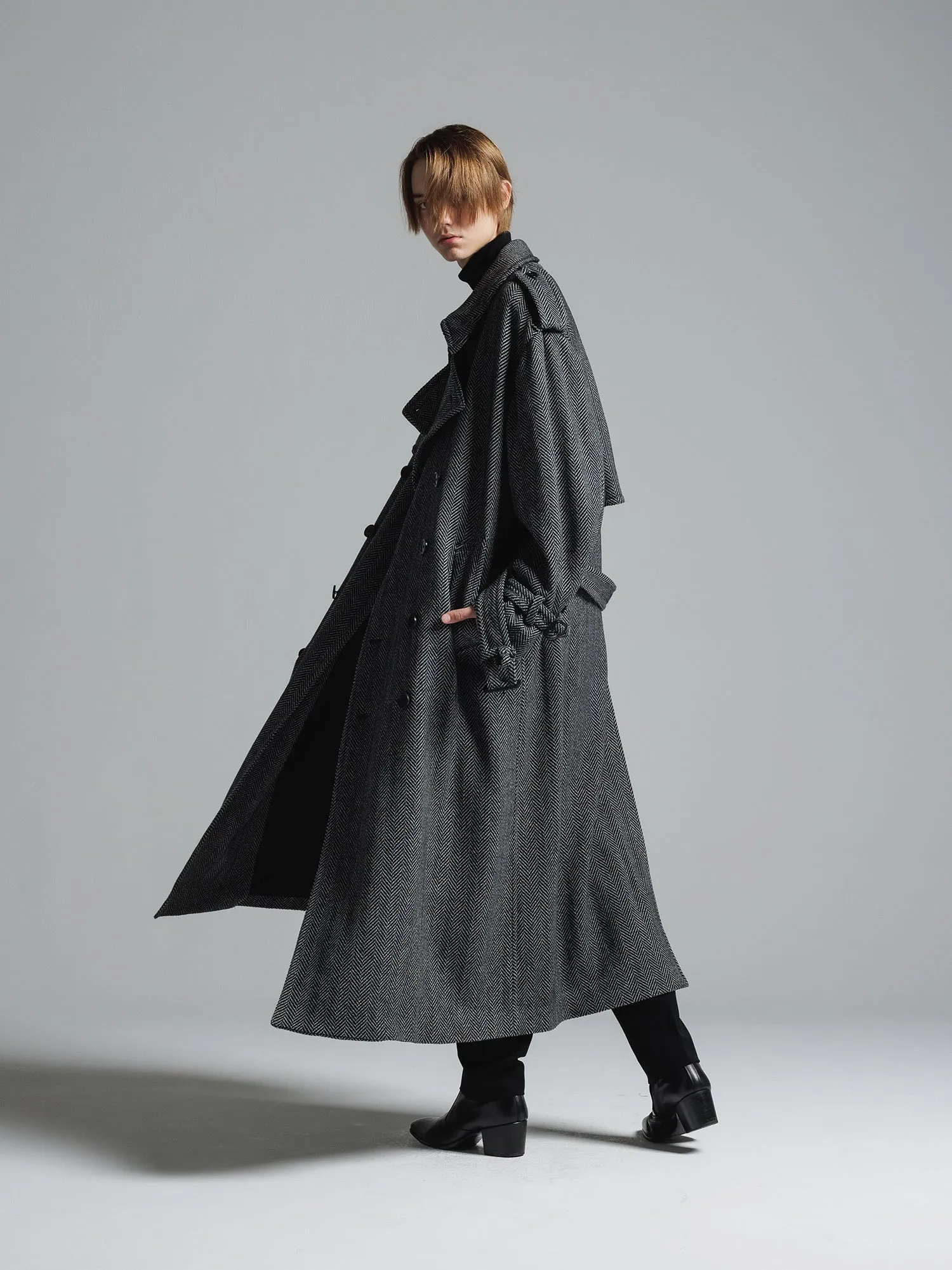 CERRUTI TWEED OVERSIZED MAXI TRENCH COAT [2024A/W]