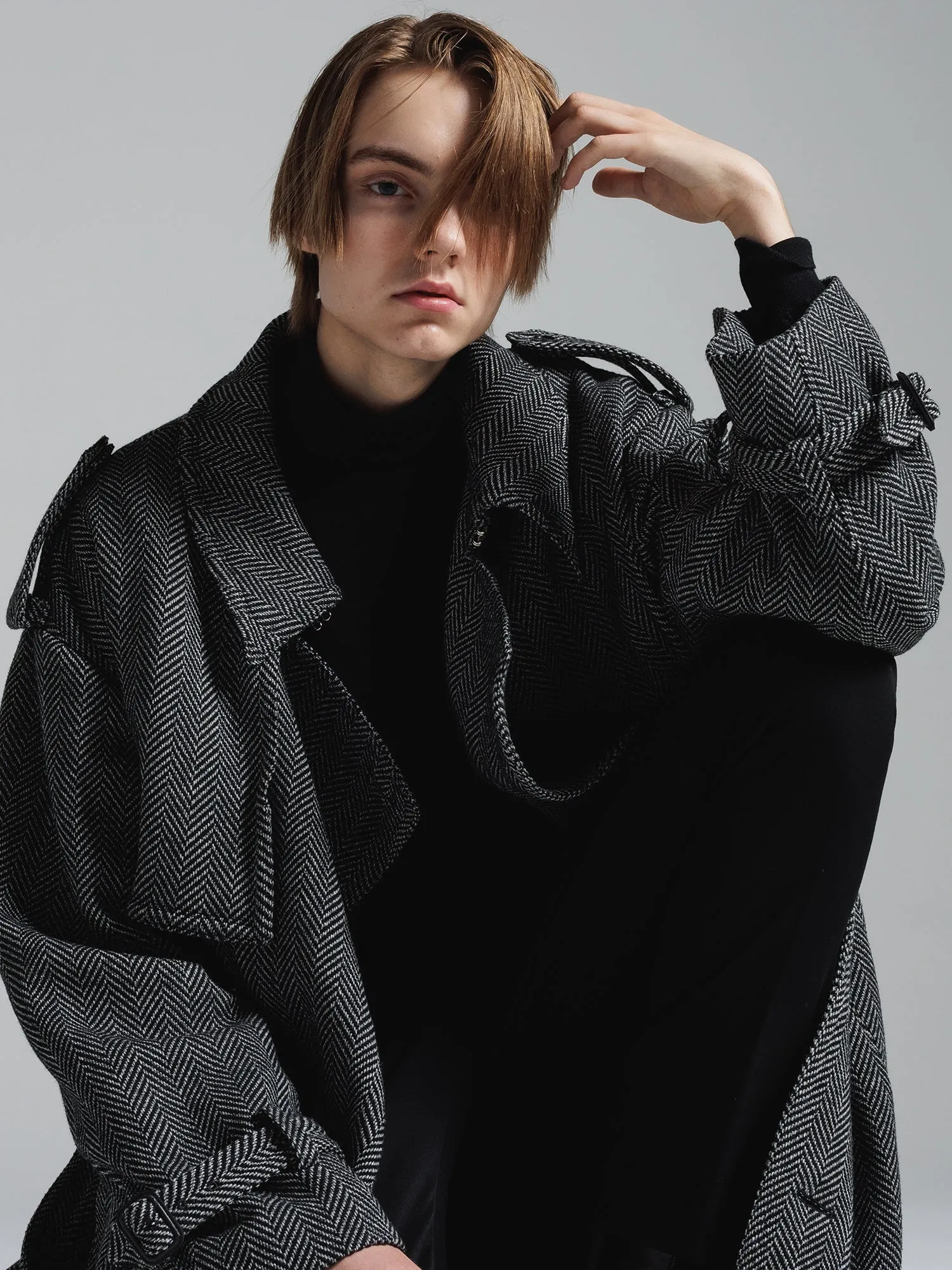 CERRUTI TWEED OVERSIZED MAXI TRENCH COAT [2024A/W]