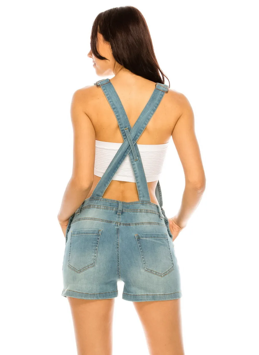 Denim Overall Shorts