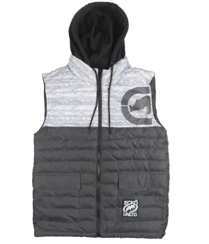 ECKO UNLTD PUFFER BOMBER VEST HOODIE WHT FLYKNIT/MAGNET - EO32O354