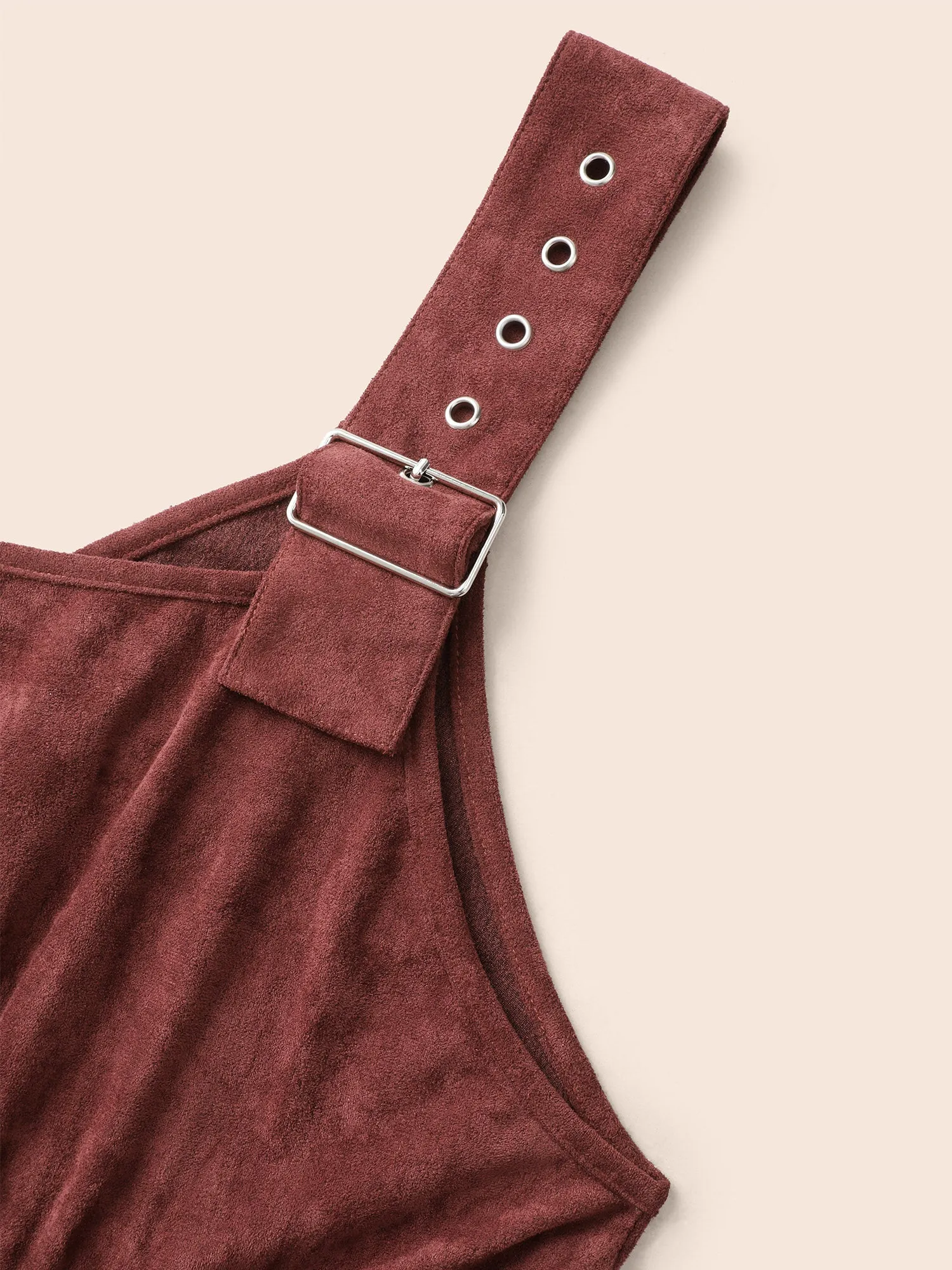 Faux Suede Pocket Overall Dress
