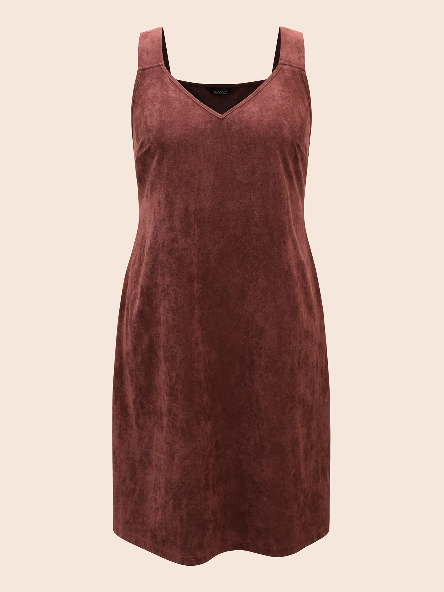 Faux Suede Pocket Overall Dress