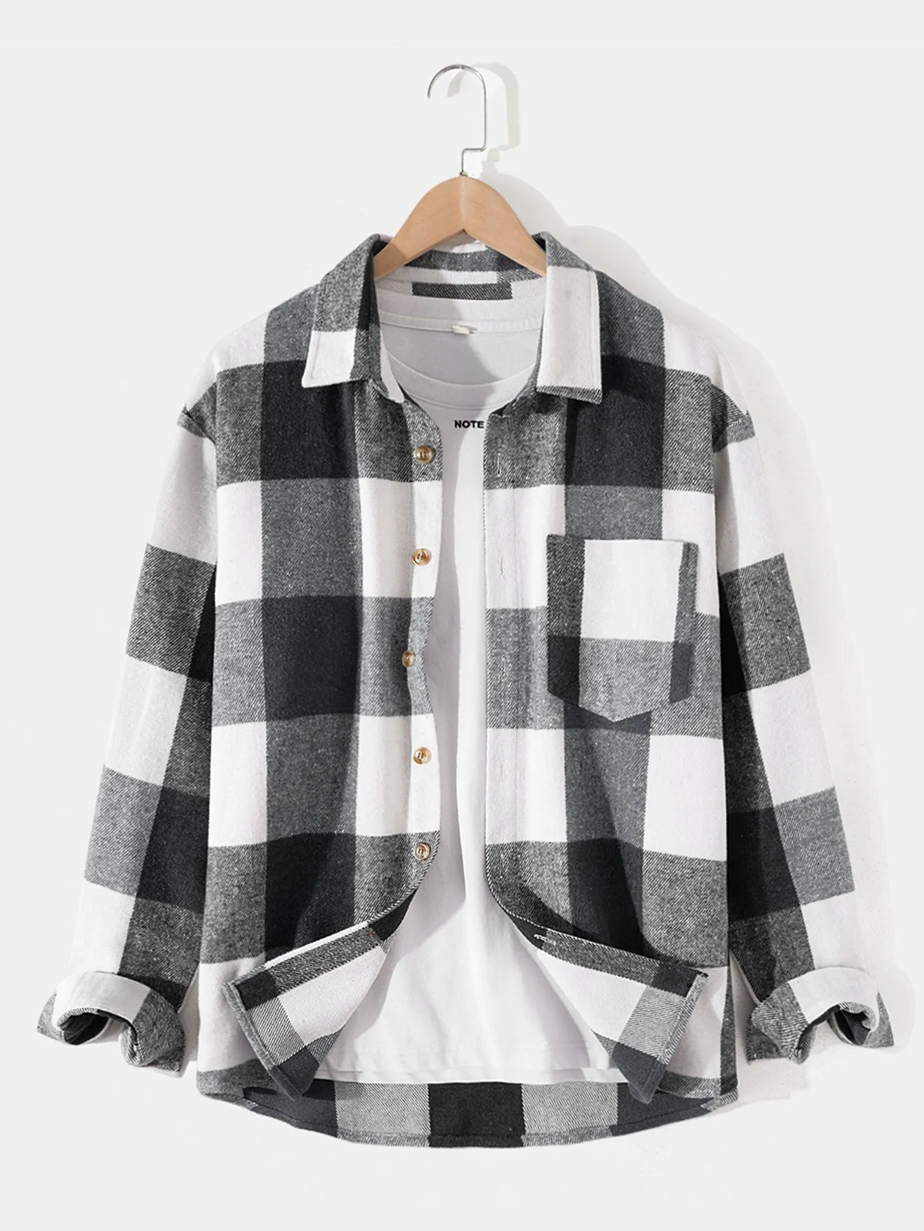 Flannel Plaid Overshirt & Chino Cargo Jogger Pants