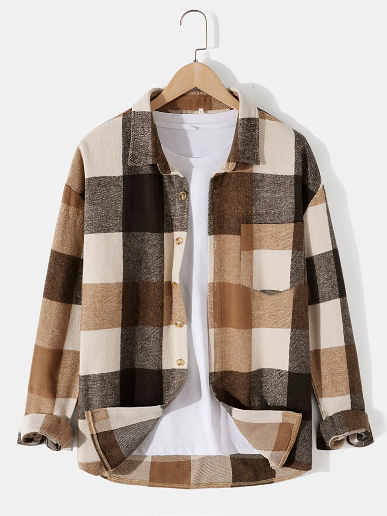 Flannel Plaid Overshirt & Chino Cargo Jogger Pants