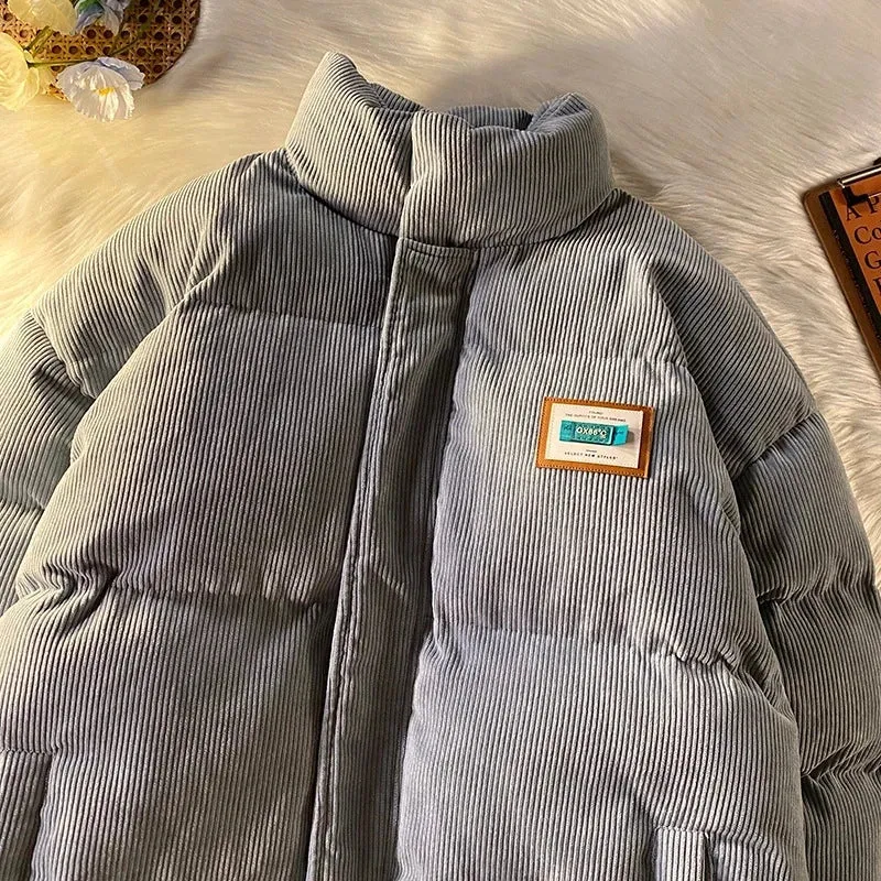 Harajuku Men's Warm Parkas Winter Coat Corduroy Cotton Oversize Male Winter Jackets Windbreaker Padded Coat Woman Parkas