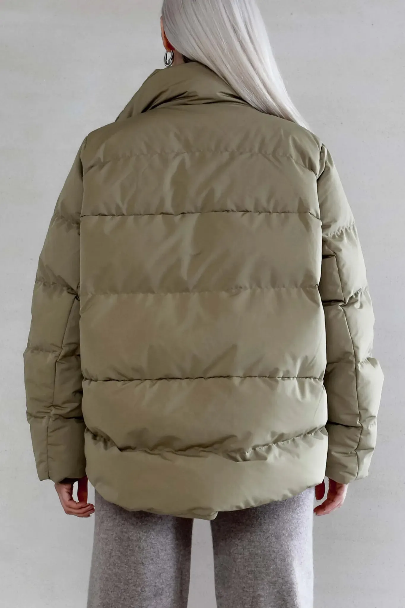 High Neck Puffer Jacket with Down