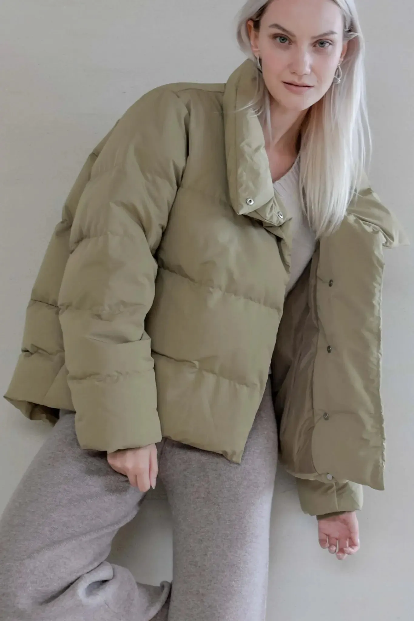 High Neck Puffer Jacket with Down