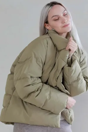 High Neck Puffer Jacket with Down