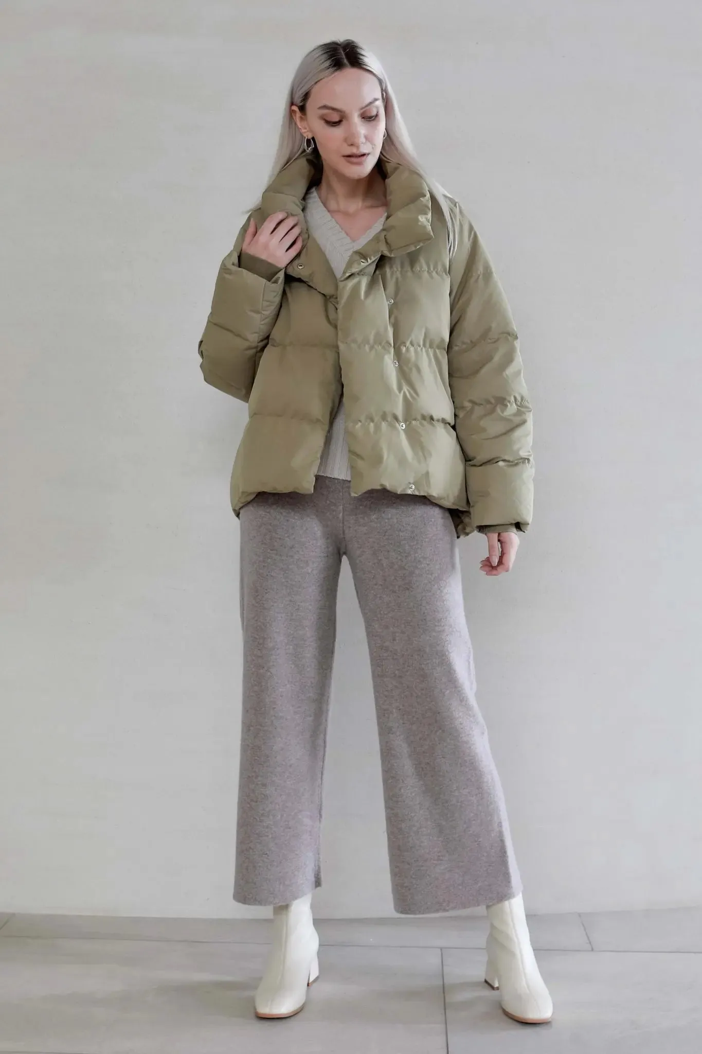 High Neck Puffer Jacket with Down