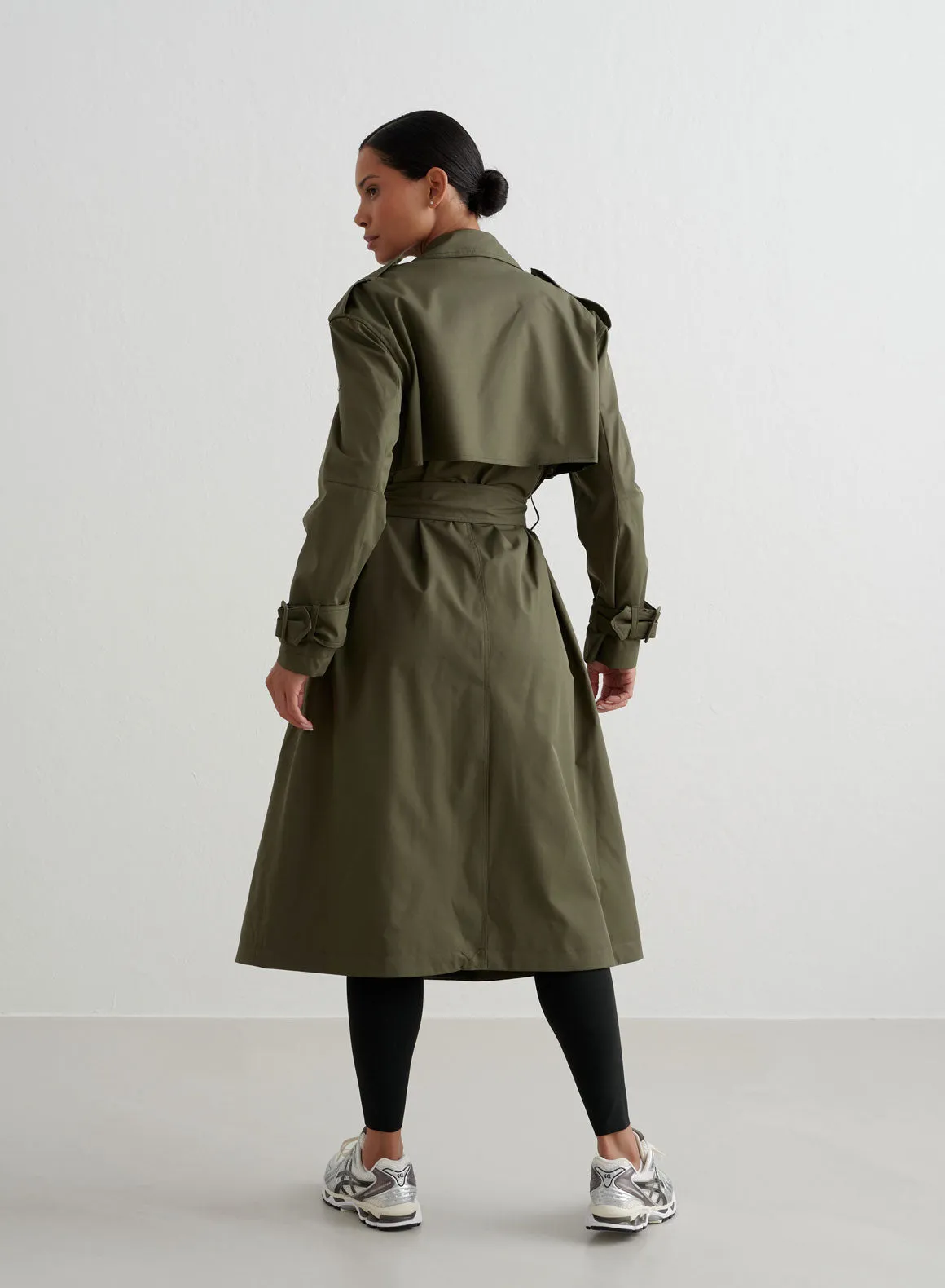 Khaki Recycled Tech Trench Coat