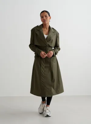 Khaki Recycled Tech Trench Coat