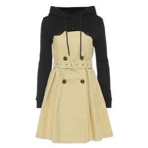 Knitted Detachable Two-Piece Midi Trench Coat Set