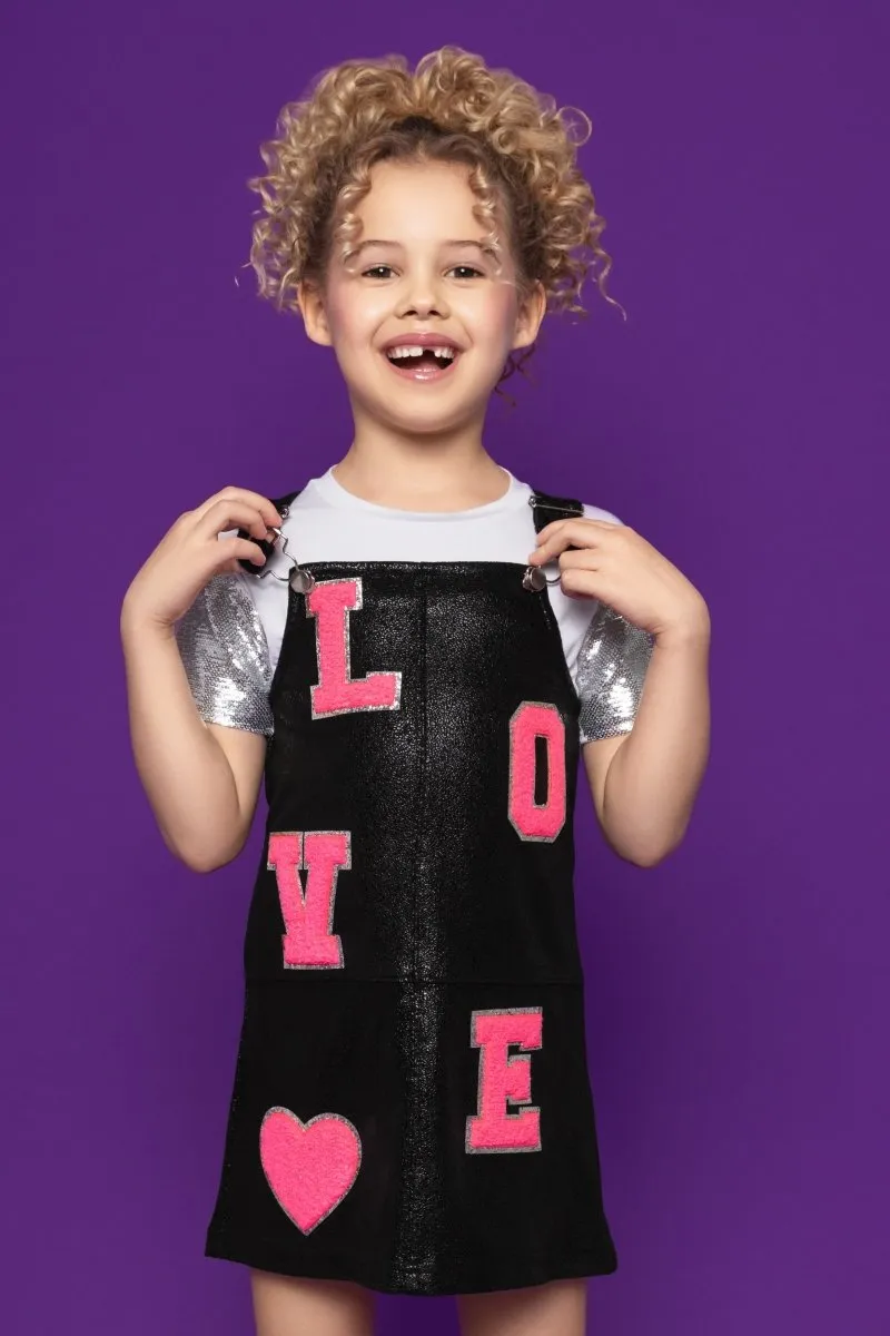 LOVE PATCHES OVERALL DRESS