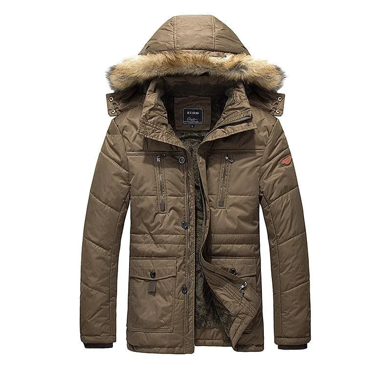 Men's Autumn/Winter Warm Cotton-Down Thick Loose Parka