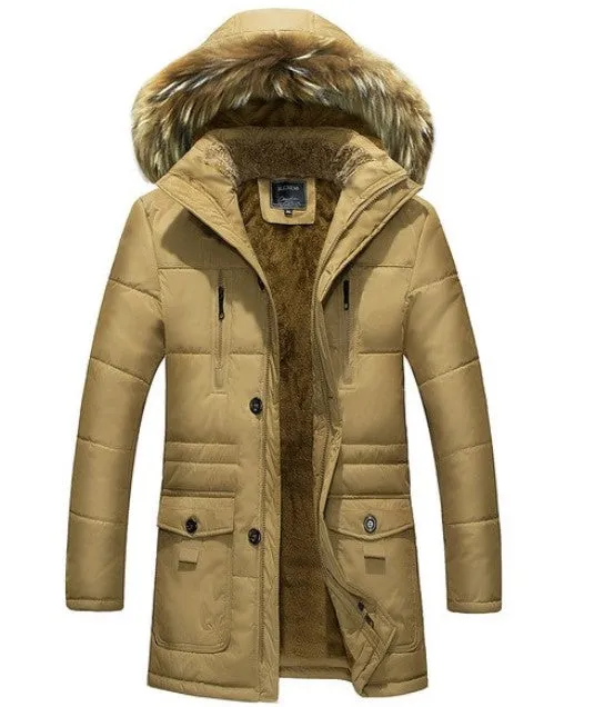 Men's Autumn/Winter Warm Cotton-Down Thick Loose Parka