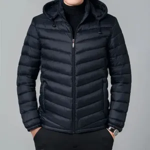 Men's weatherproof puffer jacket with hood and zip