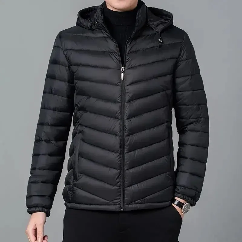 Men's weatherproof puffer jacket with hood and zip