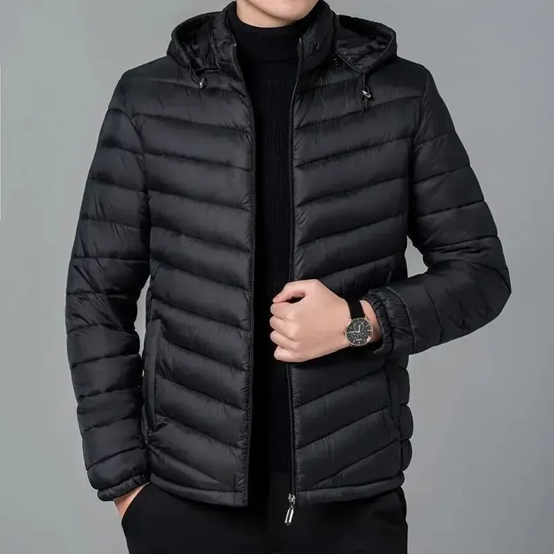 Men's weatherproof puffer jacket with hood and zip