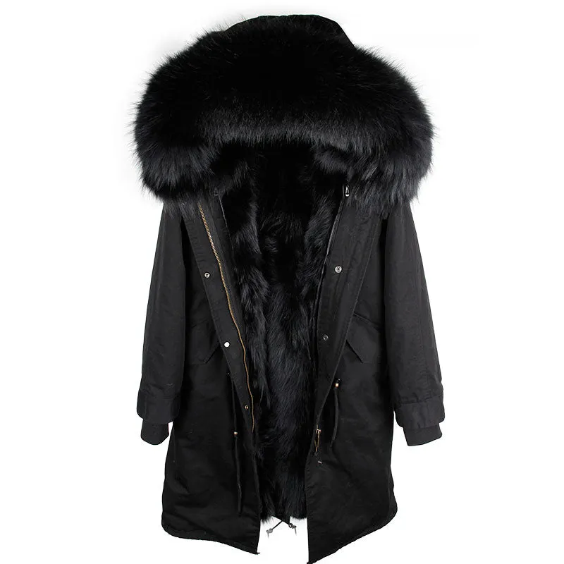 Men's Winter Casual Buttoned Short Parka With Raccoon Fur
