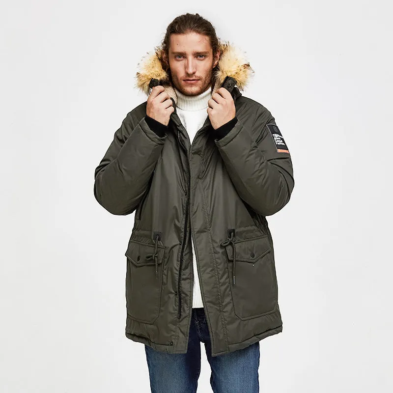 Men's Winter Casual Hooded Warm Polyester Parka